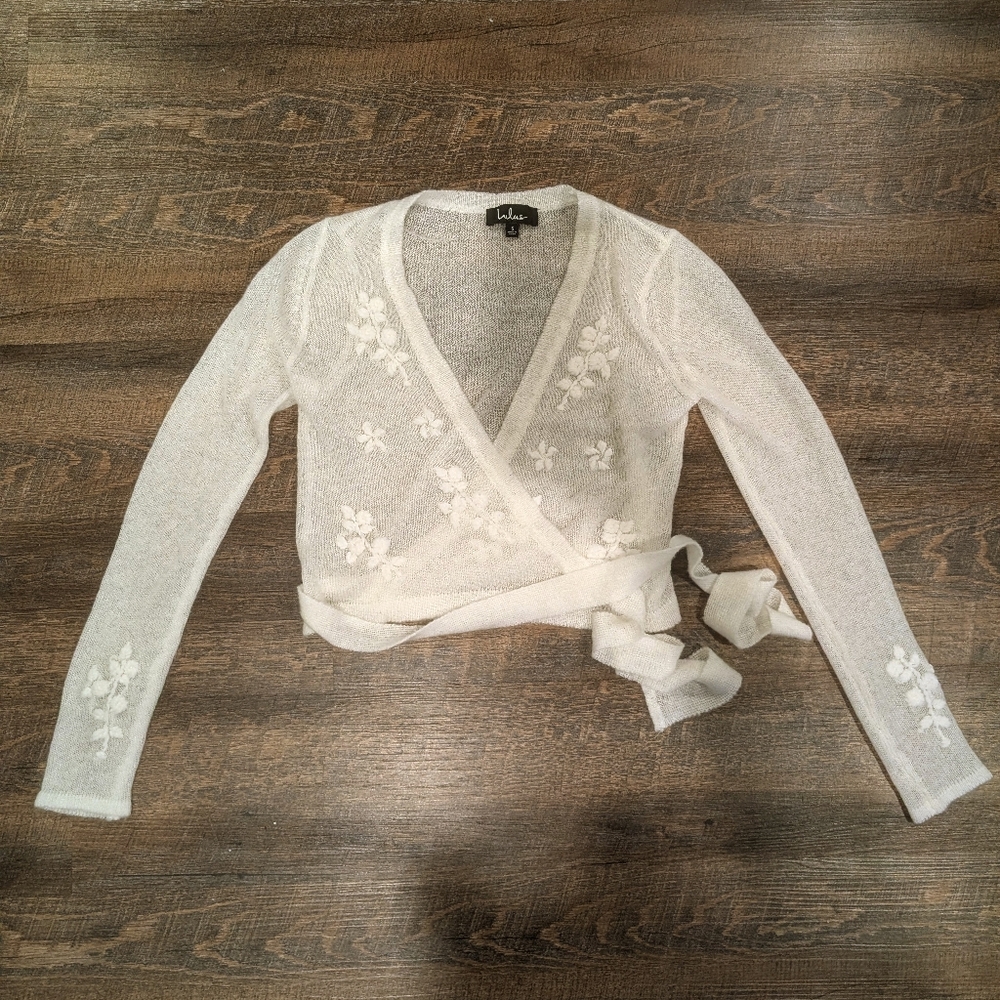 Lulus Sheer Knit Wrap Top